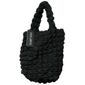 Wholesale - BLACK QUILTED LONG SATCHEL HANDBAG W/TOP ZIPPER C/P 12